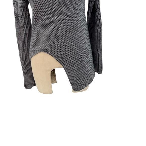 JOSEPH Off the Shoulder Asymmetric Ribbed Sweater Wool Gray Size XS - Picture 5 of 13
